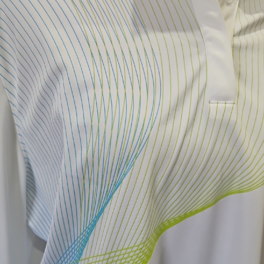 Callaway White and Blue Long Sleeve Top with Green Accents - Picture 5 of 14